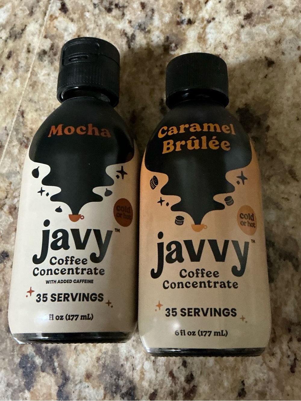 Javy Coffee Concentrate 2 Pack Caramel Brulee Mocha 6oz Bottles W/Display Holder - Picture 2 of 6